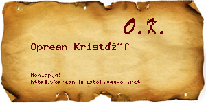 Oprean Kristóf névjegykártya